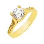 14 Çift Kenar Taşlı Altın Tektaş Yüzük