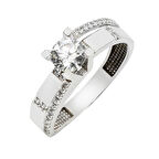 14 Ayar Beyaz Tasarım Altın Tektaş Yüzük