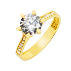 14 Ayar 6 Tırnaklı Altın Tektaş Yüzük