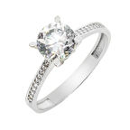 14 Ayar Kenar Taşlı Beyaz Altın Tektaş Yüzük