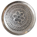 43 cm El İşlemeli Otantik Desenli Kalın Urfa Bakır Tepsi Kalaylı-K4