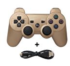 Cosmostech P3 Doubleshock PS3 Playstation 3 için Uyumlu Kablosuz Titreşimli Oyun Kolu Gamepad Joystick Controller Gold