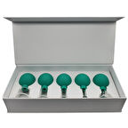 Silikon Vakumlu Cam Yüz Masaj Kupası 5’li Set Yeşil Renk