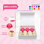 Silikon Vakumlu Mika Yüz Masaj Kupası 3'lü Set Pembe