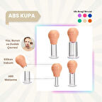 Silikon Vakumlu ABS Plastik Yüz Masaj Kupası 4'lü Set Bej