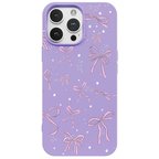 iPhone 16 Pro Max Lila Ribbon Stars Kamera Korumalı Premium Renkli Silikon Kılıf