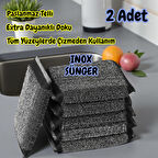 Technow Paslanmaz Çelik Sihirli Inox Yağ ve Kir Çözücü Tel Bulaşık Süngeri 2 Adet