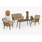 Capri Swing Pisa İkili Rattan Bahçe Balkon Oturma Grubu Açık Kahve 753