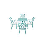 Line Turkuaz Kare Masa Takımı | Rehome Bahçe Döküm Mobilya