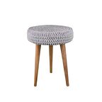 Arasta Ezo Yuvarlak Örgü Puf Tabure Masif Bacak-Taş