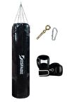 Desfabe Boxing Star 150x38 Cm Zincirli Boks Kum Torbası Siyah+Askı Aparatı+Boks Eldiveni