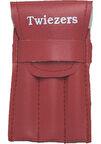 Twiezers TWZSET3221 Deri Çantalı 3'lü Paslanmaz Çelik Cımbız Seti - Kırmızı/Kırmızı