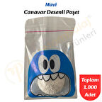 1.000 Adet Mavi Canavar Desenli Cake Pop & Kurabiye Poşeti-10x15 cm