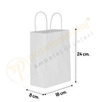 Beyaz Kraft Çanta Küçük Boy 18x8x24 cm 25 Adet