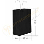 Siyah Kraft Çanta Orta Boy 25x12x31 cm 25 Adet