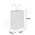 Beyaz Kraft Çanta Büyük Boy 31x12x41 cm 25 Adet