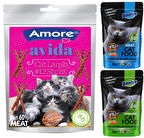 Avida 12li Kuzu Etli Sticks Ödül ve Bonisa Somonlu ve Steril Yetişkin Pouch Kedi Maması
