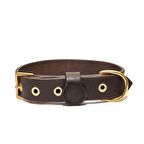 Tengri Handmade Deri Köpek Tasması Kahverengi L (46-55 CM) Cl-Te-Br-L