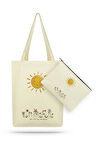Paket Gülümseyen Güneş Kanvas Kumaş Bez Çanta