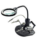 Exeo 802 Büyüteç Lehim Havya Sehpa Standı Yardımcı El LED 2.5/4X