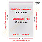 20x20+5 cm.(20x25) 50 Adet Şeffaf Bantlı Yapışkanlı OPP Poşet