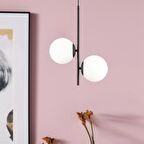 Malibu 2 Li Siyah Beyaz Camlı Modern Genç Odası Mutfak Yatak Odası Retro Salon Avize 