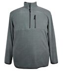 Büyük Beden Dik Yakalı Polar Sweatshirt Gri