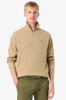 Lacoste Men's Classic Fit Neck Zip Sweatshirt Yarım Fermuarlı Yüksek Yaka Pamuklu Sweatshirt Bej