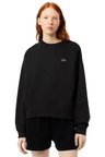 Lacoste Oversized Cotton Womens Sweatshirt Bol Kesim Bisiklet Yaka Pamuklu Kadın Sweatshirt Siyah