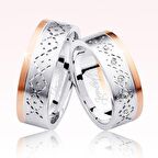 Rose Beyaz Desenli Altın Alyans 0801-1