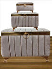 Sandık Gelin Damat Bohça Büyük Kilitli Çeyiz Sandığı 3lü 0801