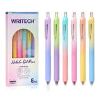 WRITECH W-0163 SOFT GRIP NEBULA PEMBE/SARI GÖVDE MAVİ JEL KALEM - 12'Lİ KUTU