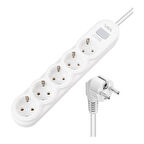 VA-21569 5'li Anahtarlı 1.5 Metre Akım Korumalı Priz Beyaz