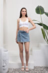 Mavi Jean Şort Mini Etek