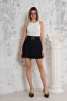 Pliseli Siyah Şort Etek