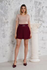 Pliseli Bordo Şort Etek