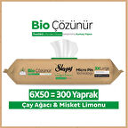 Sleepy Bio Çözünür Yüzey Temizlik Havlusu&Mendili Çay Ağacı&Misket Limonu 6x50 (300 Yaprak)