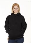 Unisex Kapşonlu Siyah Sweatshirt