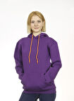 Unisex Kapşonlu Mor Sweatshirt