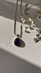 Çelik kolye ametist uçlu