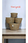 4 Adet Yuvarlak Hasır Saklama Sepeti Sapsız yen2400394