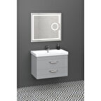MARİA 80 CM BANYO DOLABI LED MERCEK AYNALI GRİ - BOY DOLAP HARİÇ