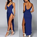 Derin Yırbrfaçlı Ve Sırt Dekolteli Uzun Elbise