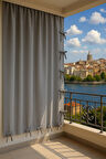 GENCER Home Balkon Perdesi Bağcıklı Ölçü Seçenekli Gri