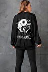 Uyguntarz Unisex Yin & Yang Bisiklet Yaka Sweatshirt