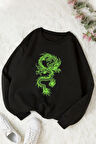 Uyguntarz Unisex Chinese Dragon Bisiklet Yaka Sweatshirt