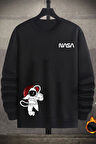 Uyguntarz Unisex Nasa Baskılı Bisiklet Yaka Sweatshirt