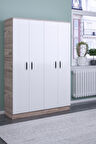 4 Kapılı Gardırop (ELBİSE DOLABI-YÜKLÜK-KİLER) / Atlantik Çam-Beyaz