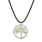 Tesbihane Hayat Ağacı Tasarım Zarif İp Zincirli Sitrin Doğaltaş Kadın Kolye