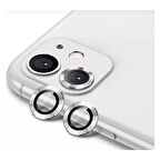 Apple iPhone 12 Mini Kamera Koruyucu Lens Mercek Metal Çerçeveli 2li Set Gümüş Gri - Silver